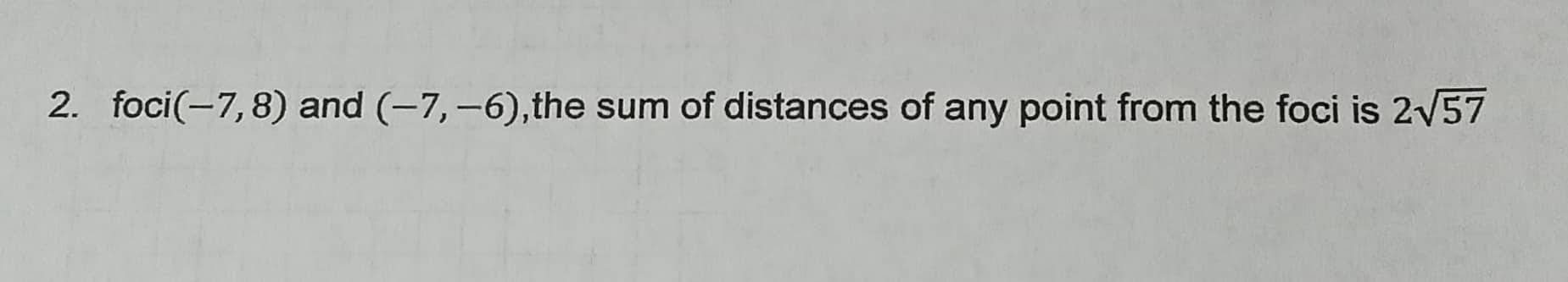 2157\fGiven the equation of the ellipse below, find the center, foci, vertices