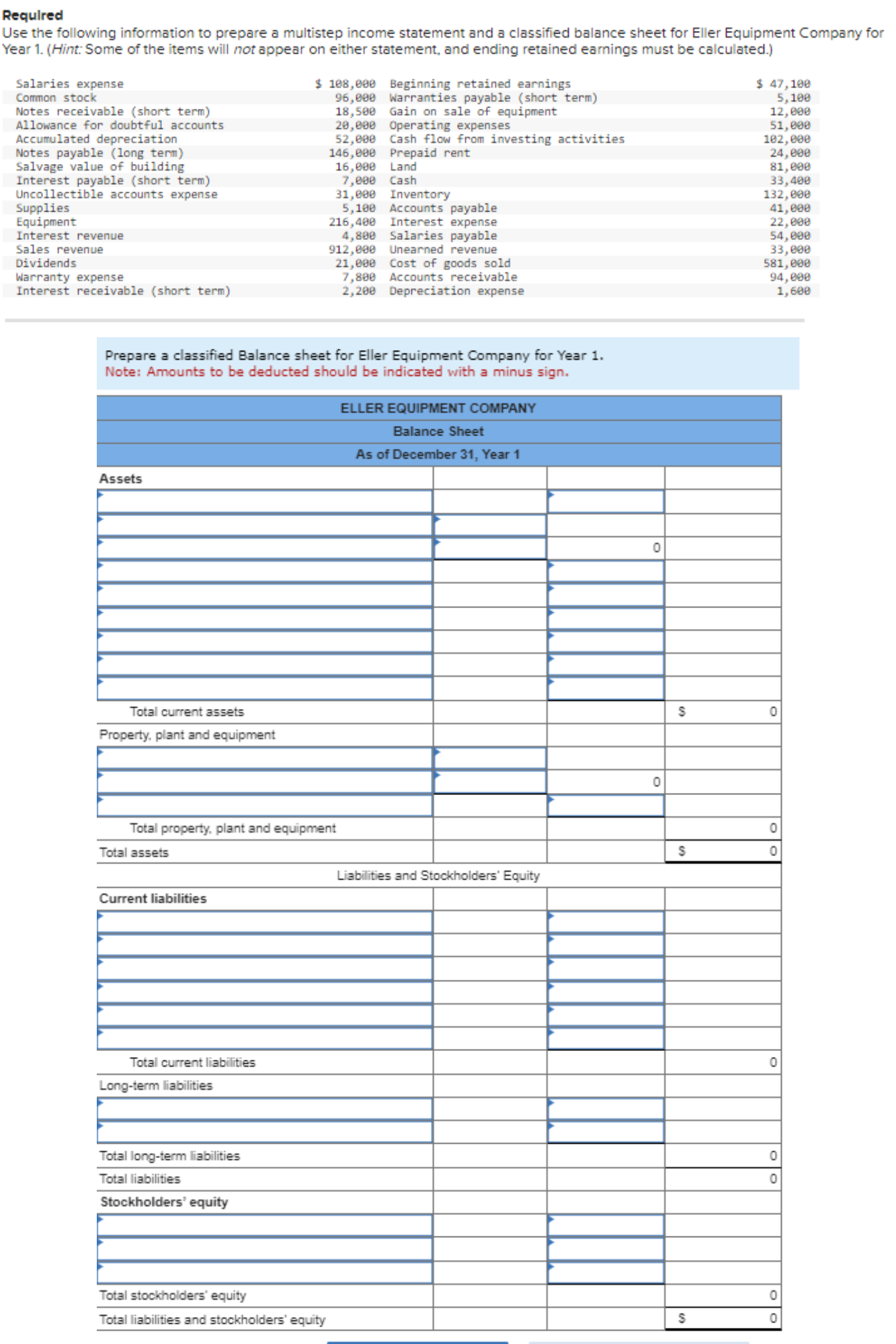 Requlred use the following information to prepare a multistep income statement and