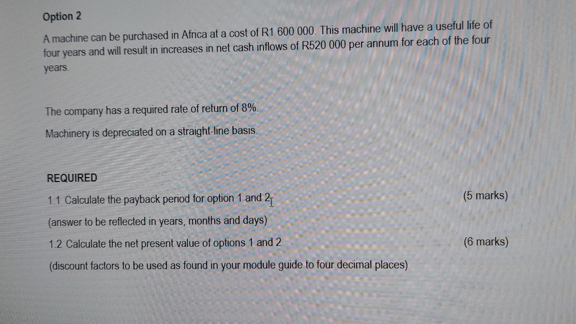  I INFORMATION Liberty Limited intends purchasing a machine to improve operations.
