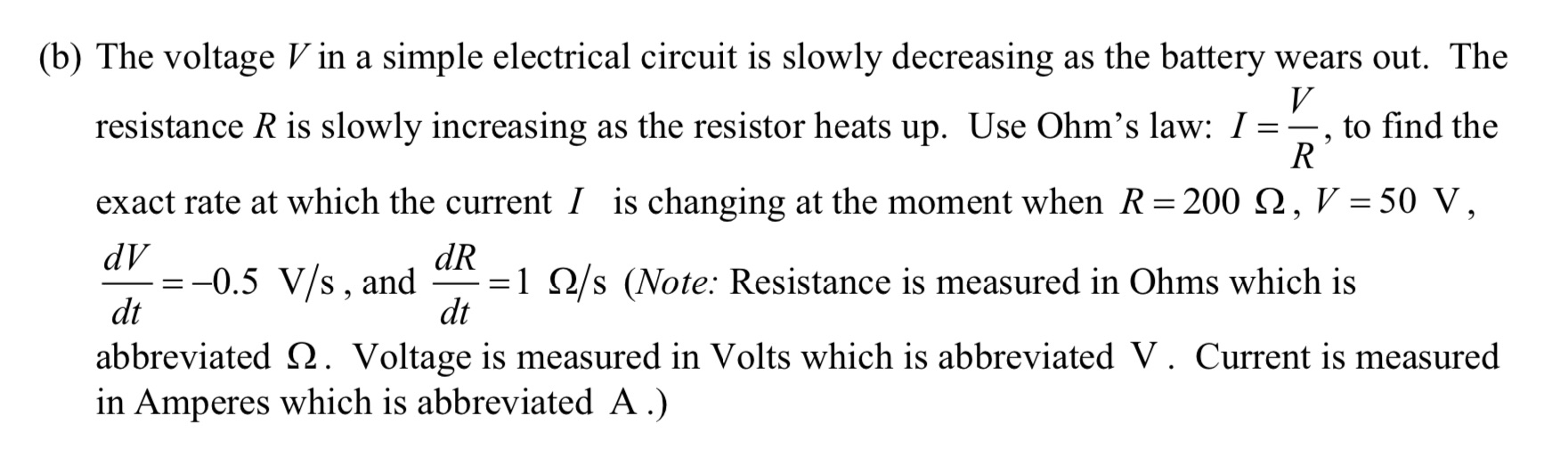  Need help with practice problem (b) The voltage V in a