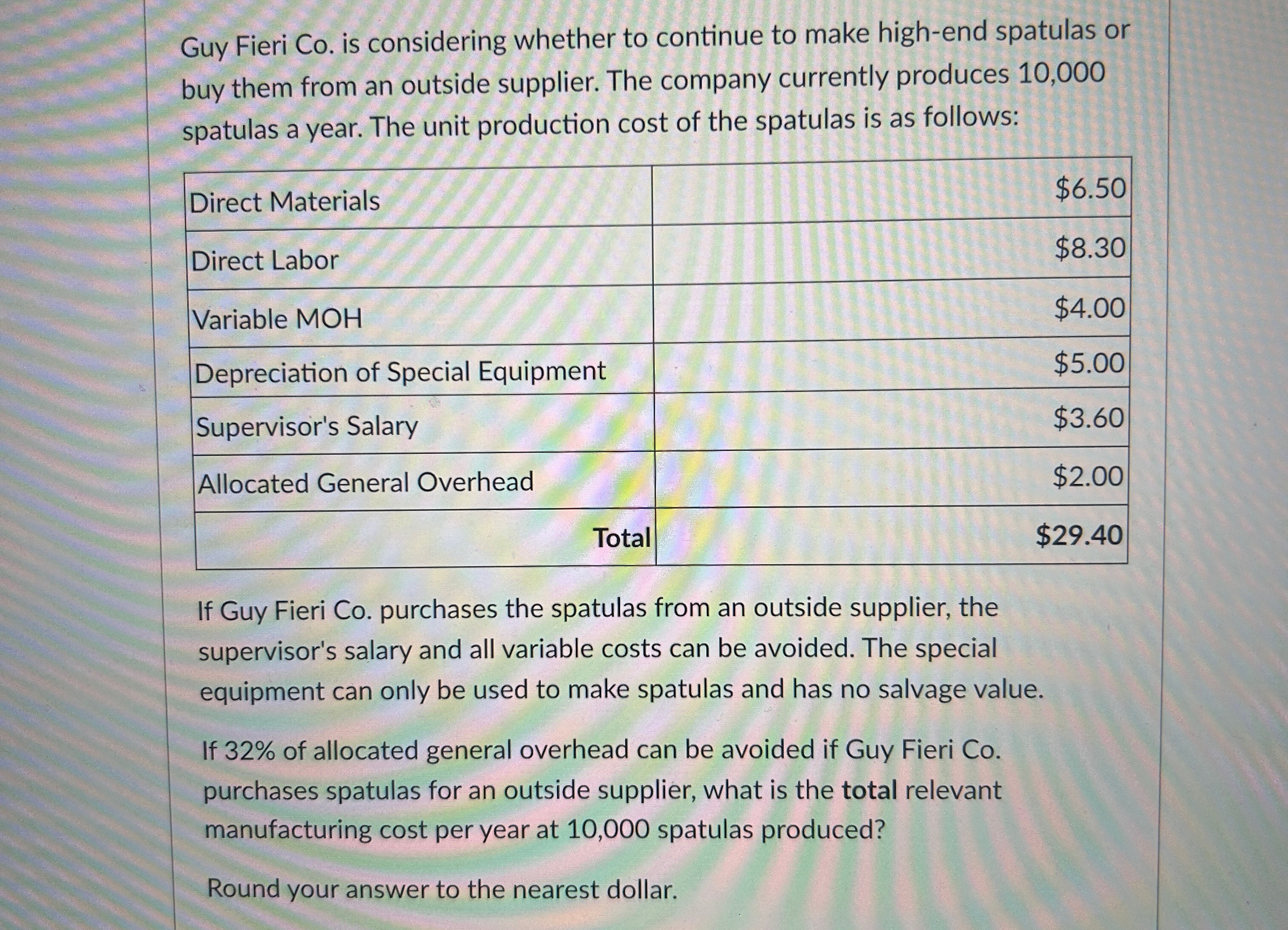 spatulas or buy them from an outside supplier. The company currently produces