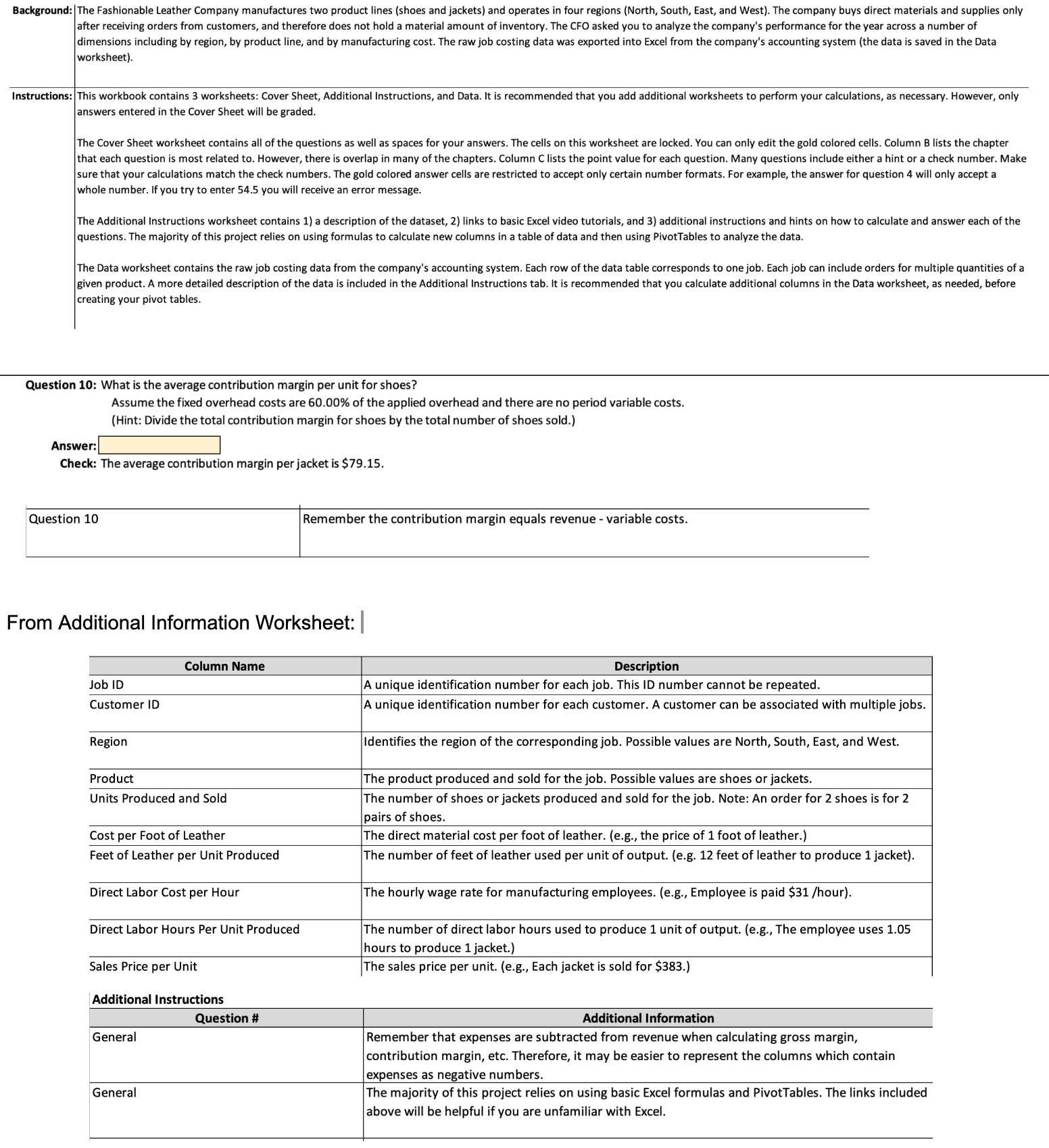 Excel or the data, please guide me through the steps and calculations