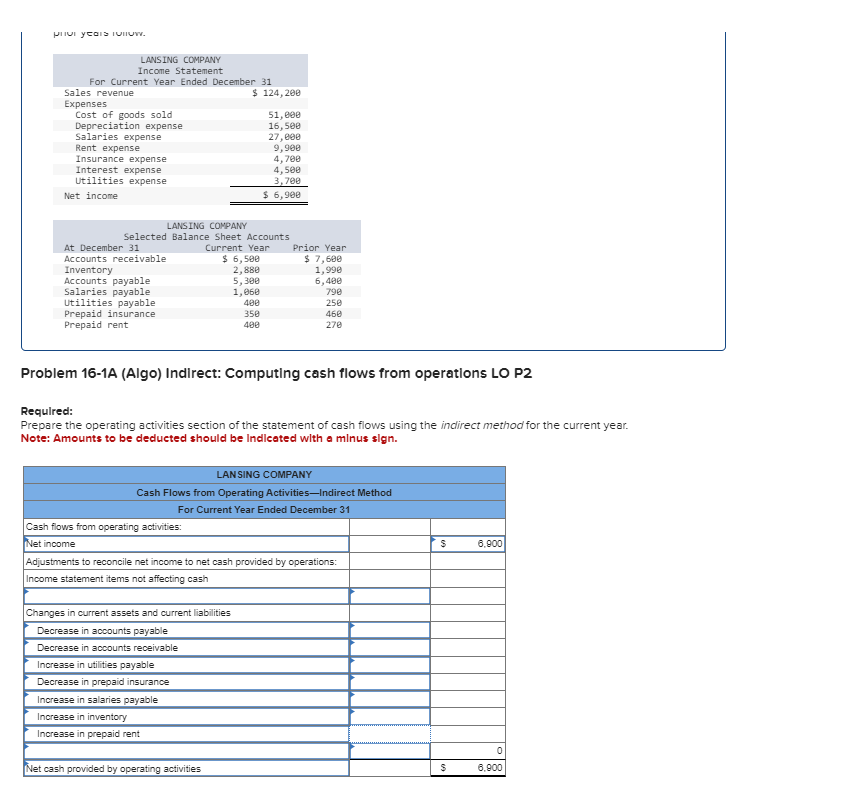 Requlred: Prepare the operating activities section of the statement of cash flows