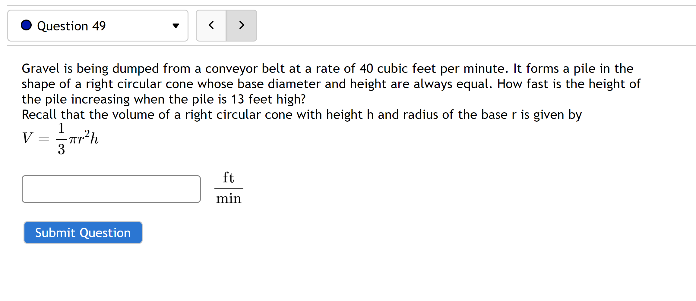 Video Submit Question 0 Question 47 v A spherical snowball is melting