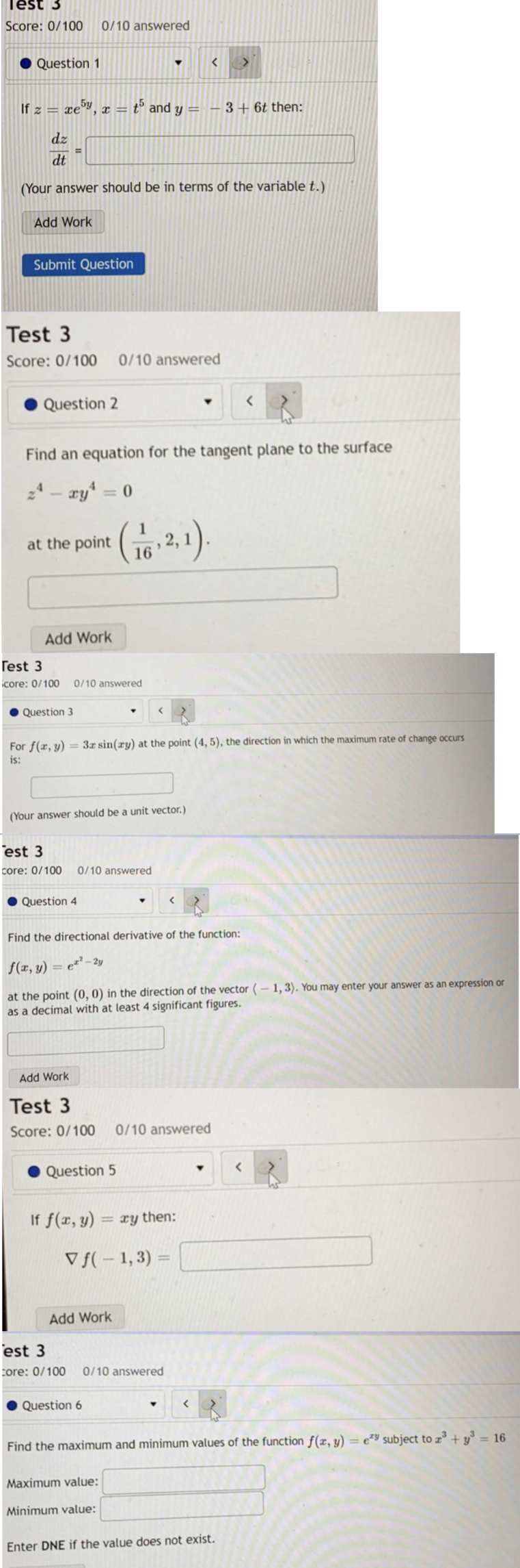 , x - t and y - - 3 + 6t then: