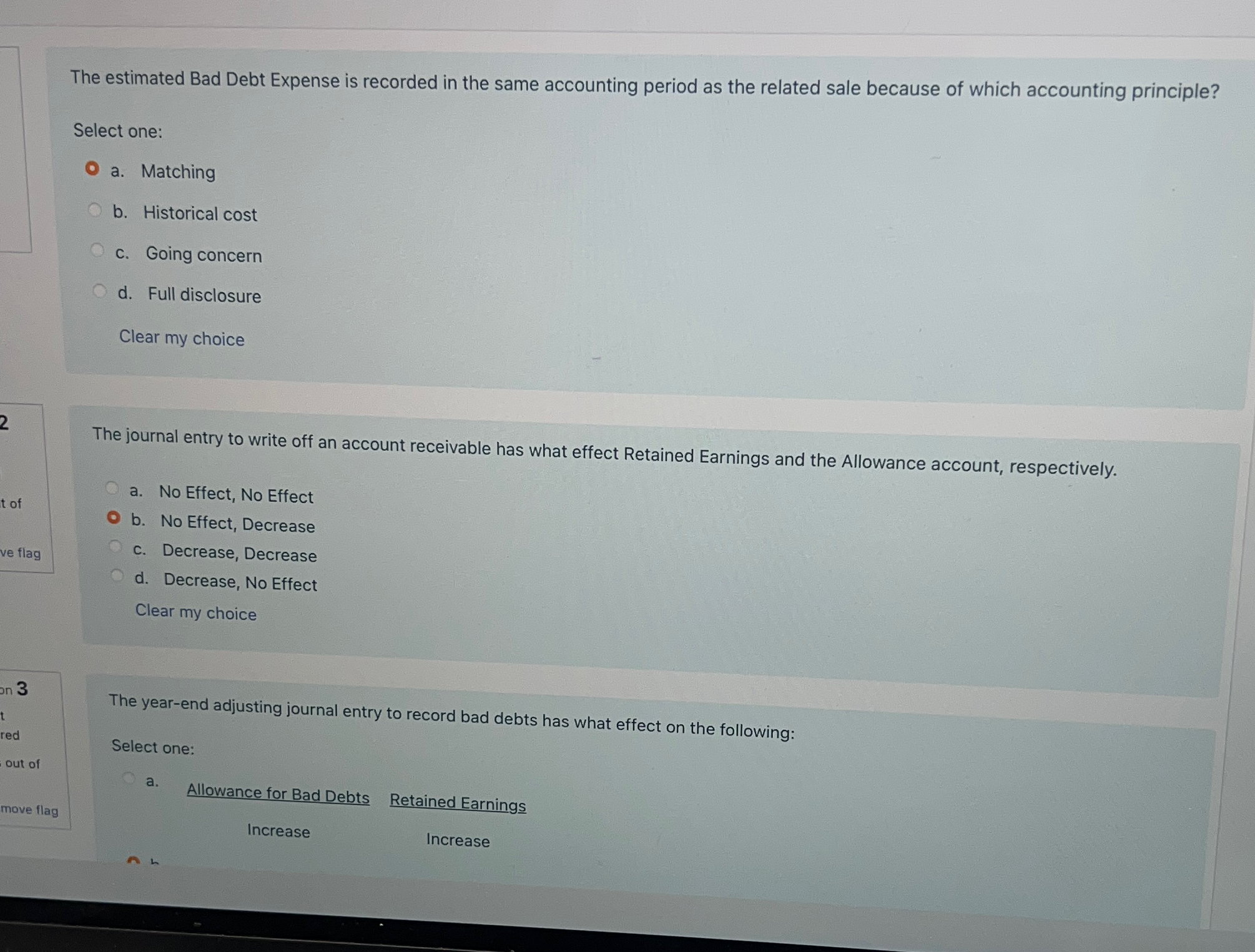 period as the related sale because of which accounting principle? Select one: