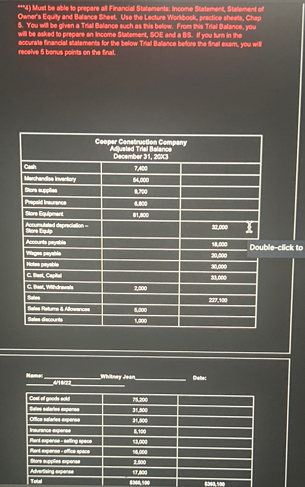 Stutement of Ownor's Equily and Balanco Shect. Uso the Lecture Wortbook, practice