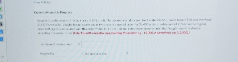 aprice of $48 a unit. The per unit cost datare direct materials