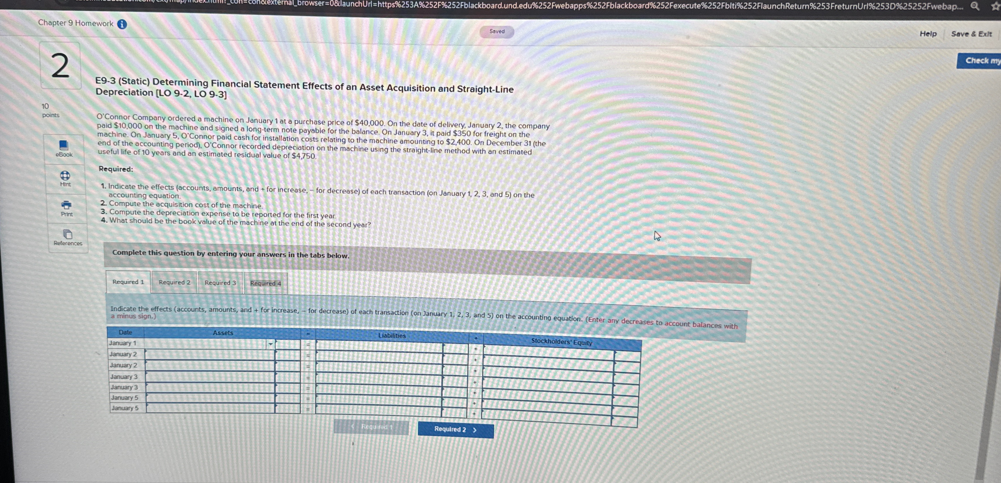 an Asset Acquisition and Straight-Line Depreciation [LO 9-2, LO 9-3] 10 points