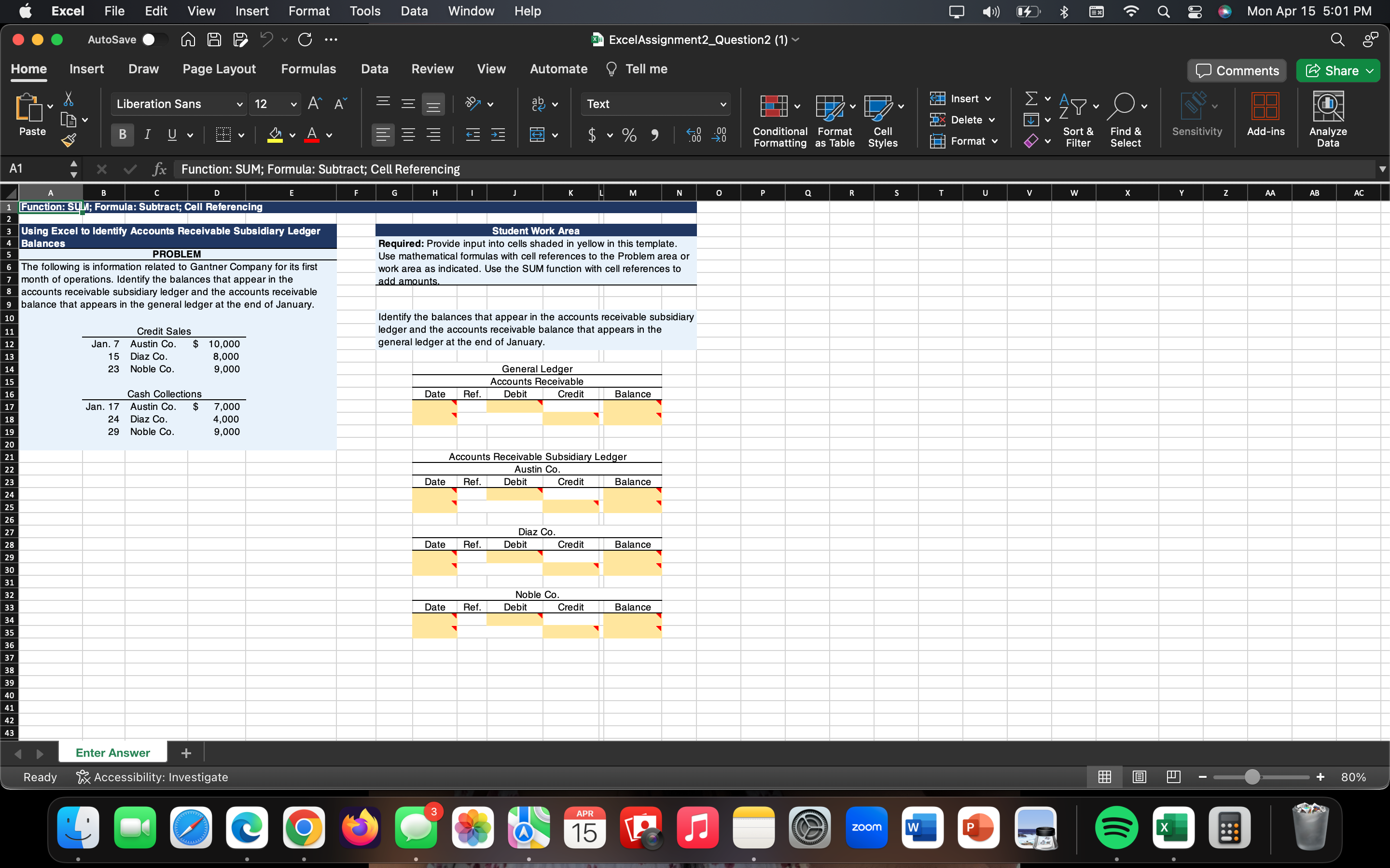 Formulas Tools Data Data Window Page Layout Help ExcelAssignment2_Question2 (1) v Automate