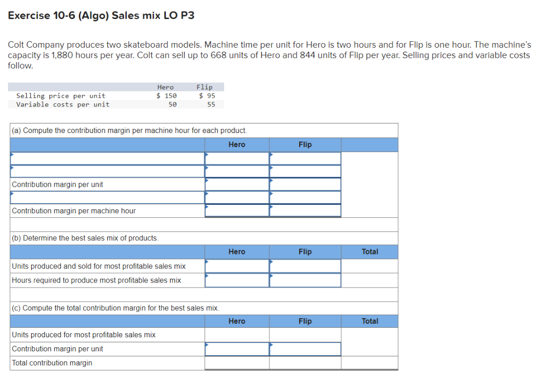 models. Machine time per unit for Hero is two hours and for