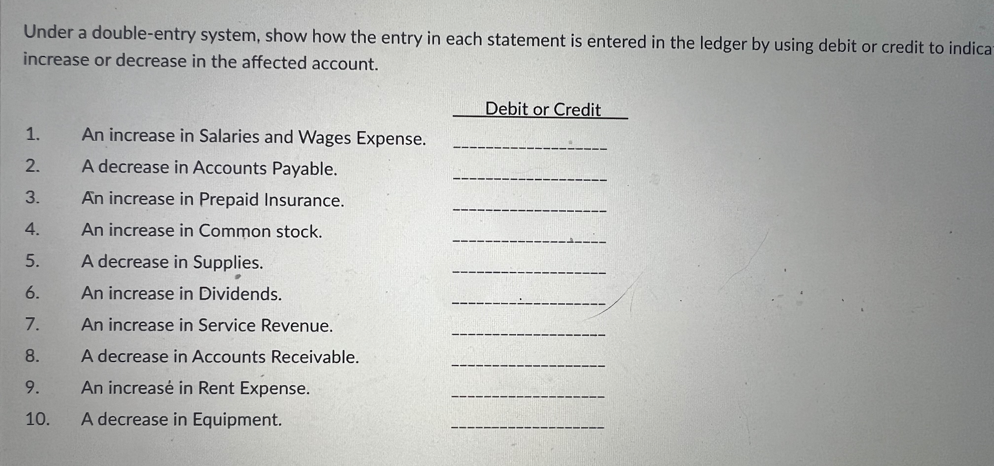 is entered in the ledger by using debit or credit to indica