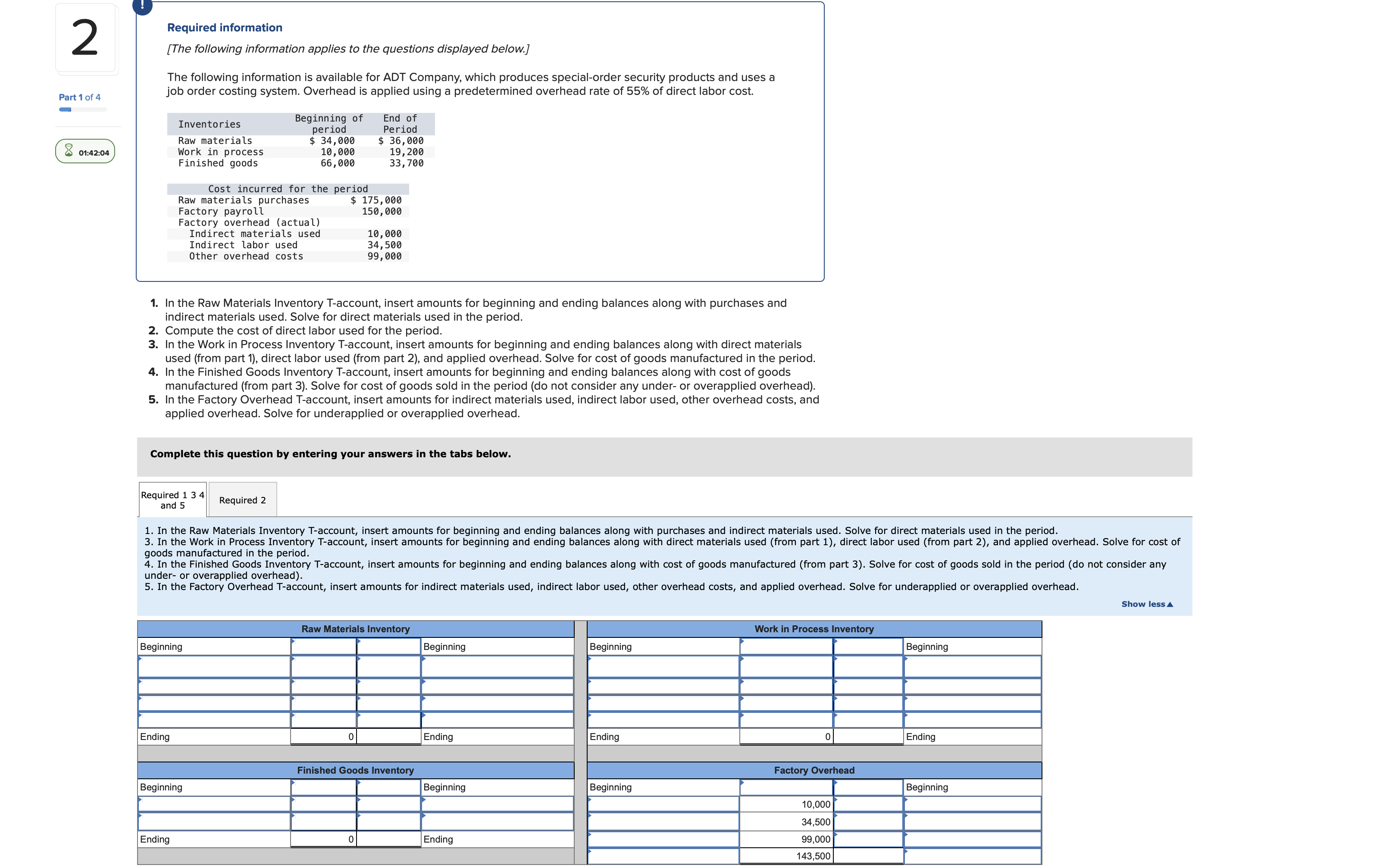 Required information [The following information applies to the questions displayed below.] The