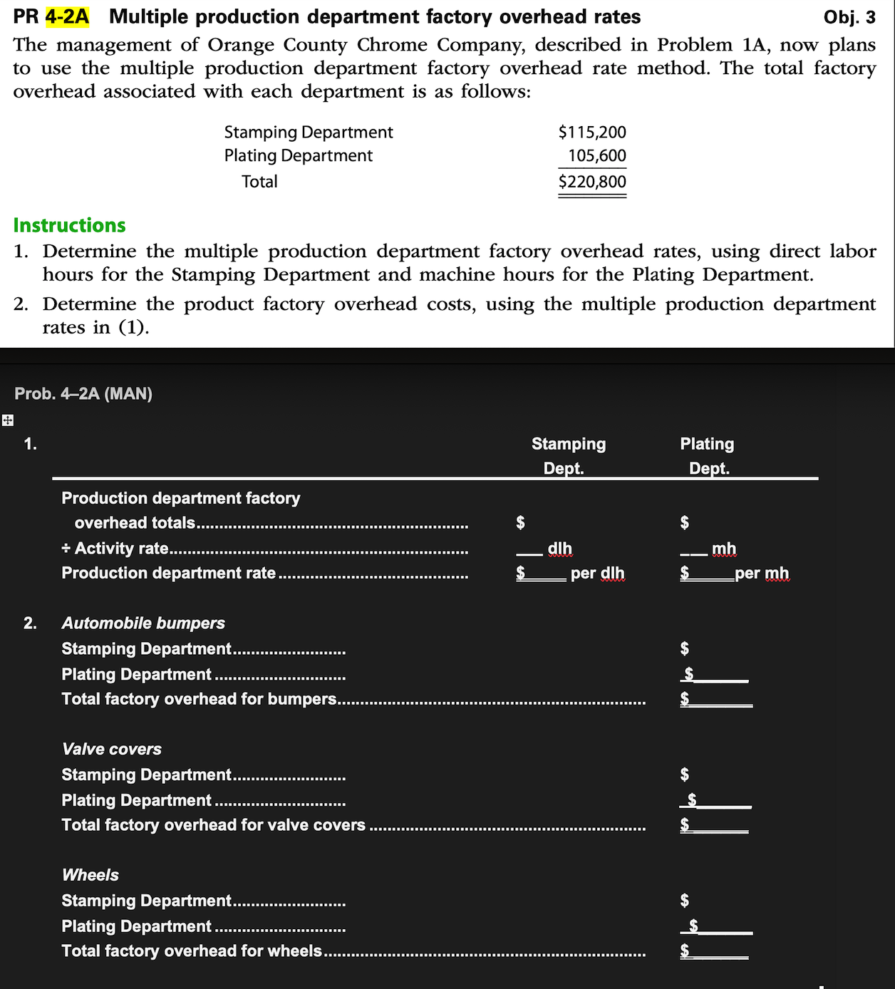 of Orange County Chrome Company, described in Problem IA, now plans to