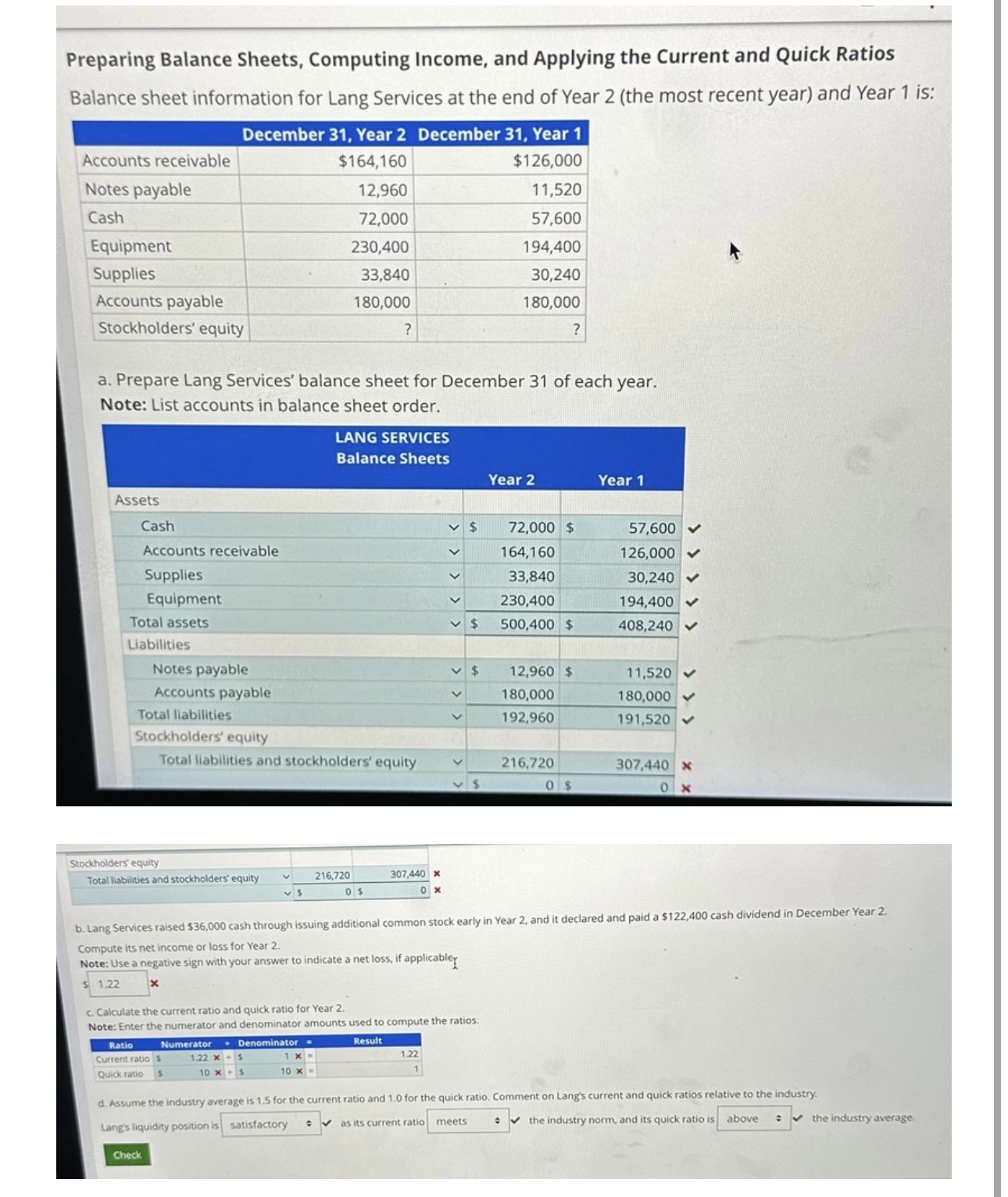  Preparing Balance Sheets, Computing Income, and Applying the Current and Quick