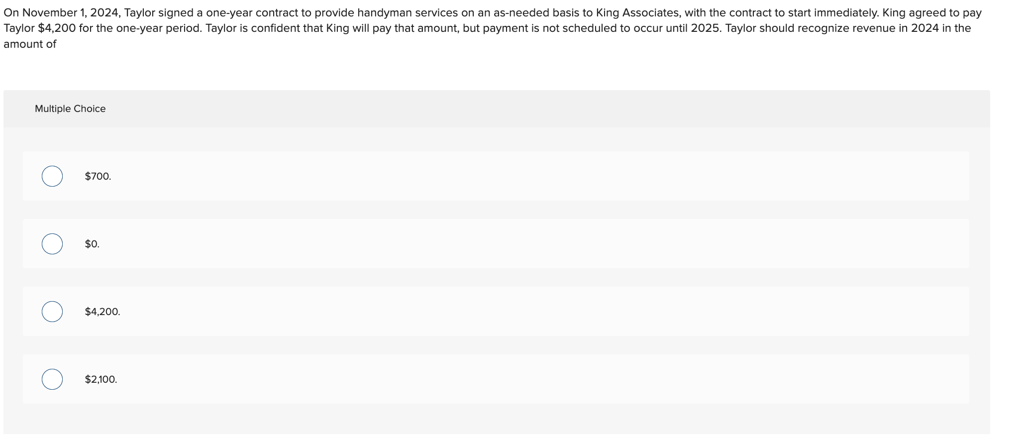 services on an as-needed basis to King Associates, with the contract to