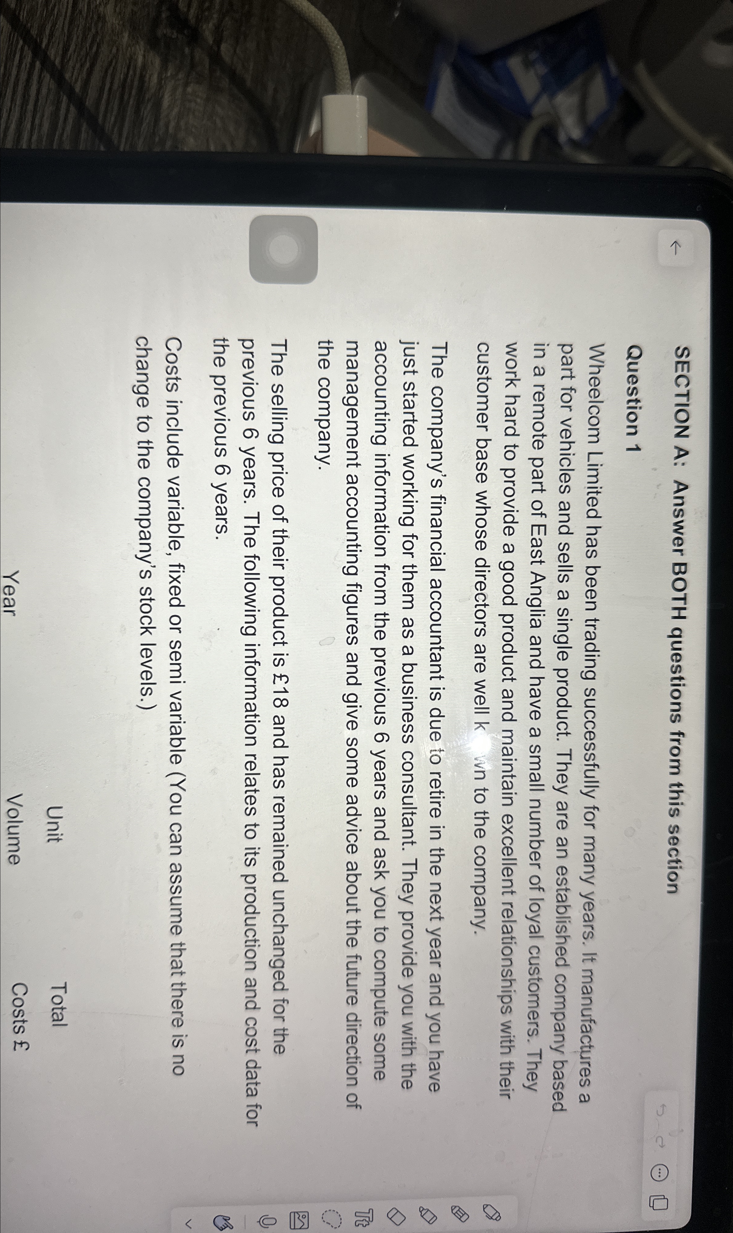 SECTION A: Answer BOTH questions from this section Question 1 Wheelcom