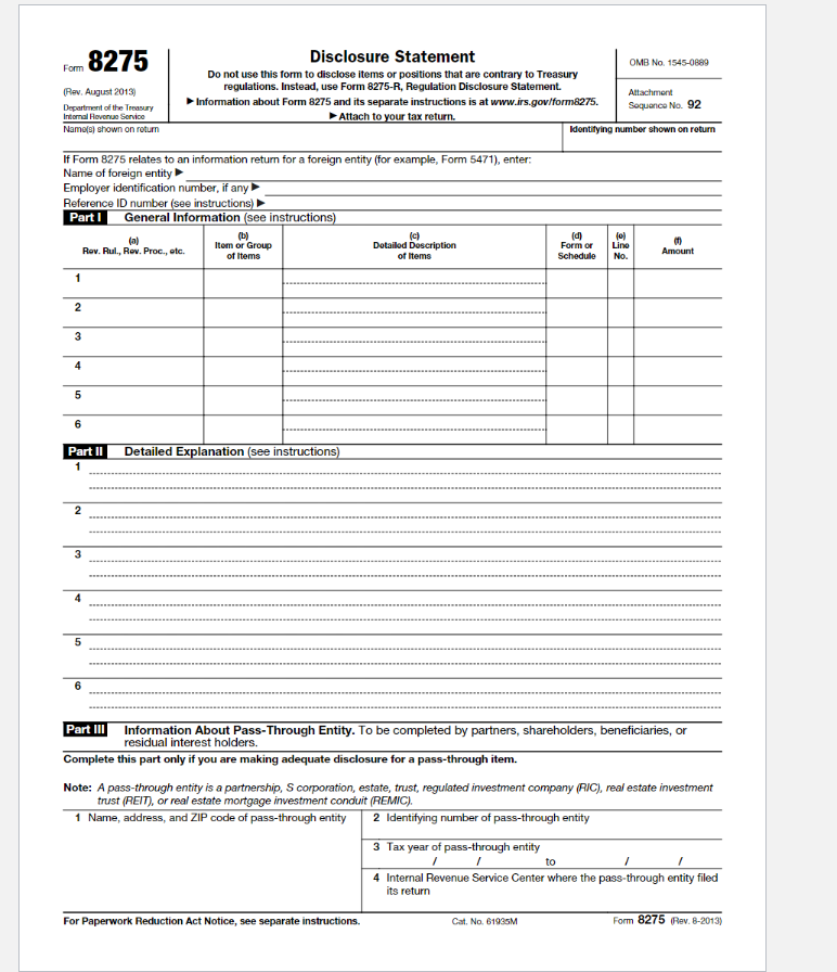  Introduction Form 8275(Hev.8-2013) Pape 2 Part IV Explanations (continued from Parts