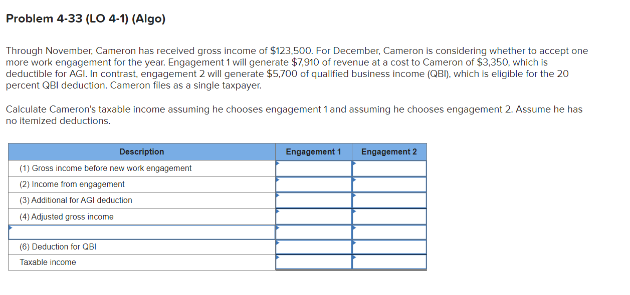 $123,500. For December, Cameron is considering whether to accept one more work