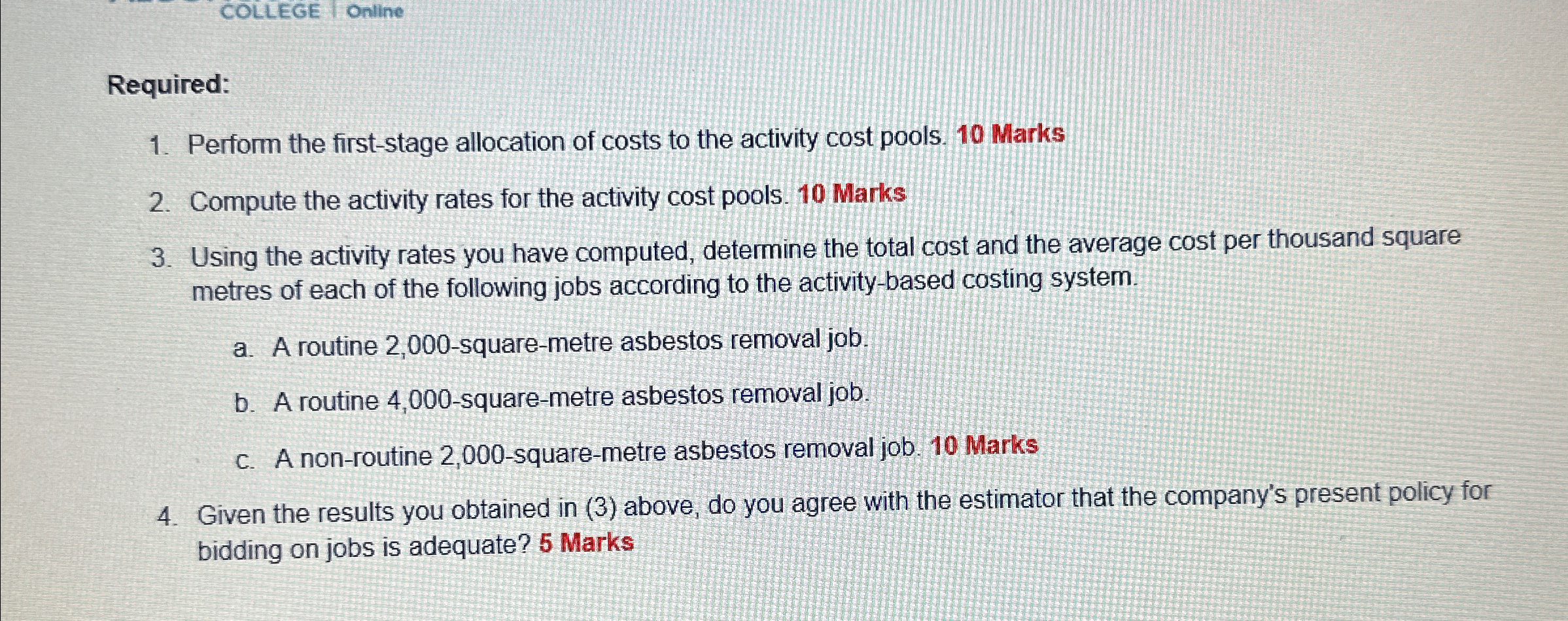 Assignment Tasks: Perform the first-stage allocation of costs to the activity