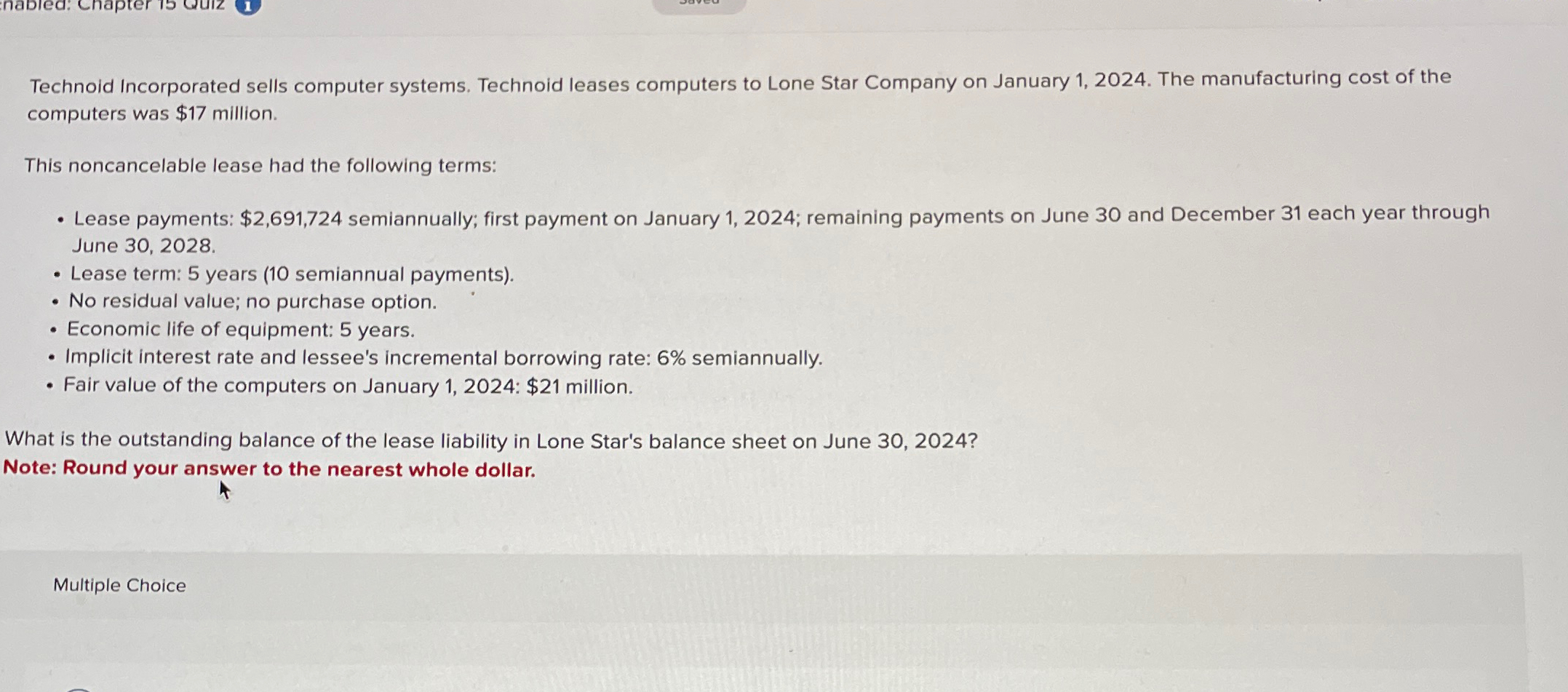 Company on January 1,2024. The manufacturing cost of the computers was $17