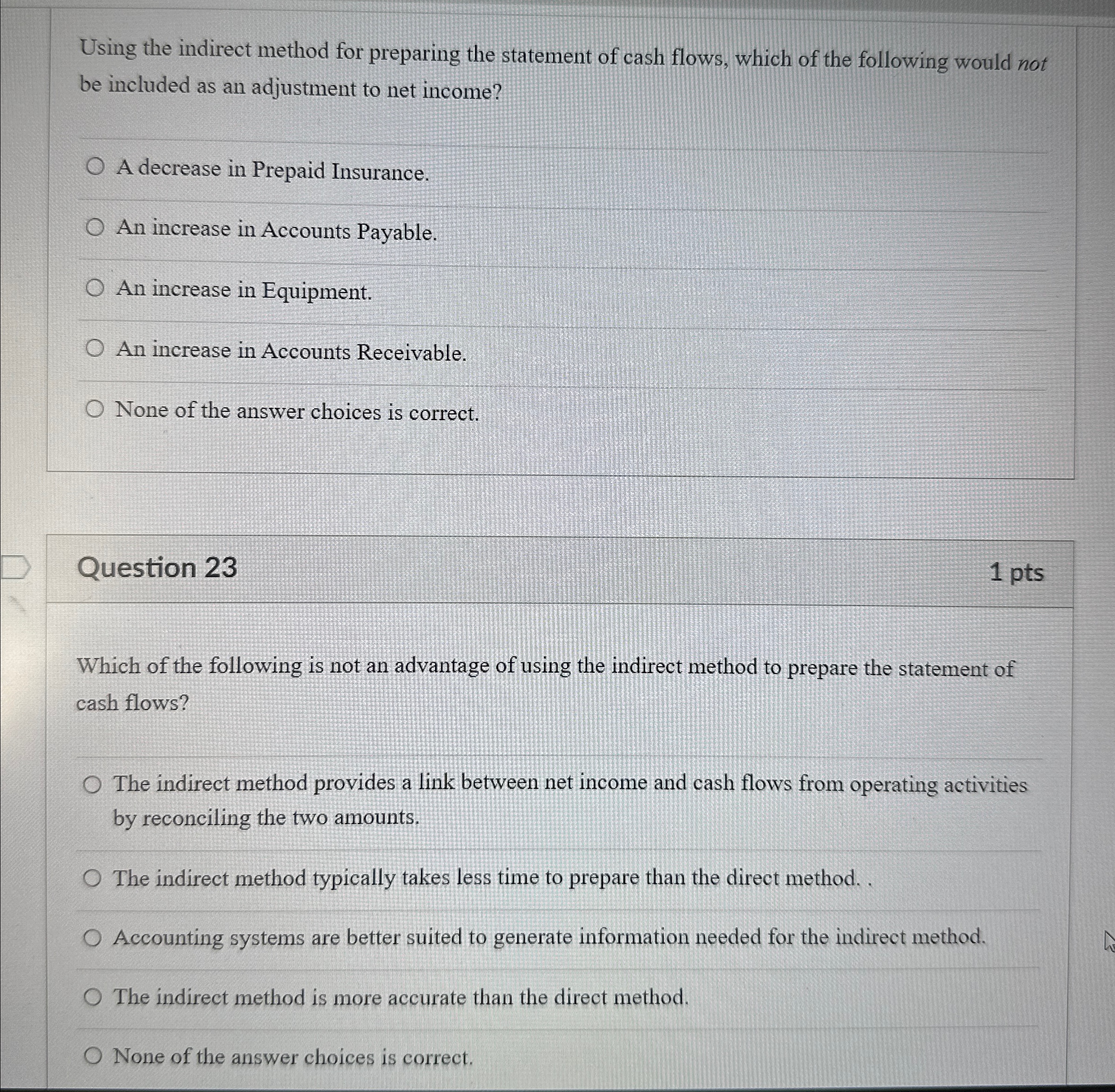 which of the following would not be included as an adjustment to