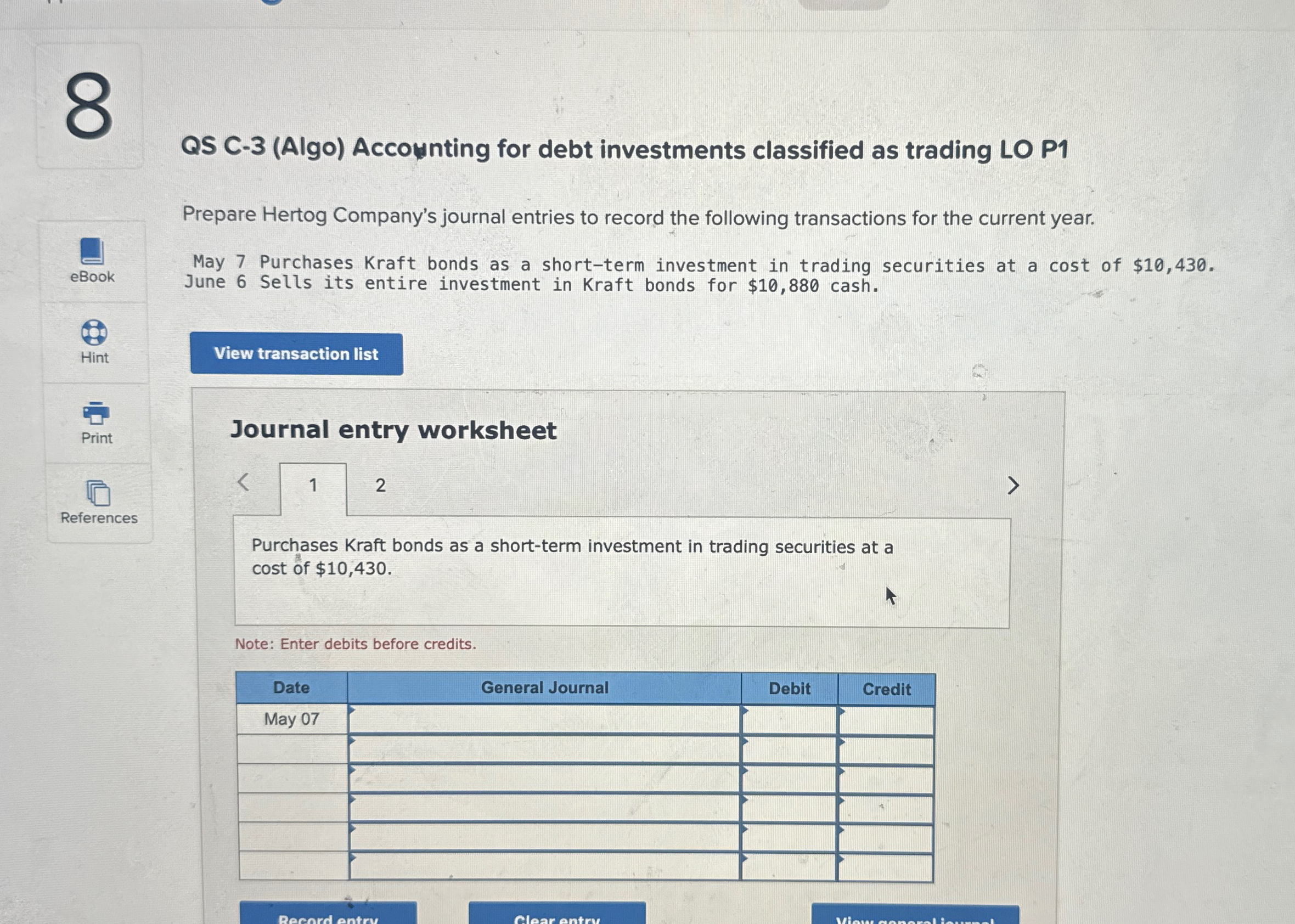  QS C-3(Algo) Accownting for debt investments classified as trading LO P1