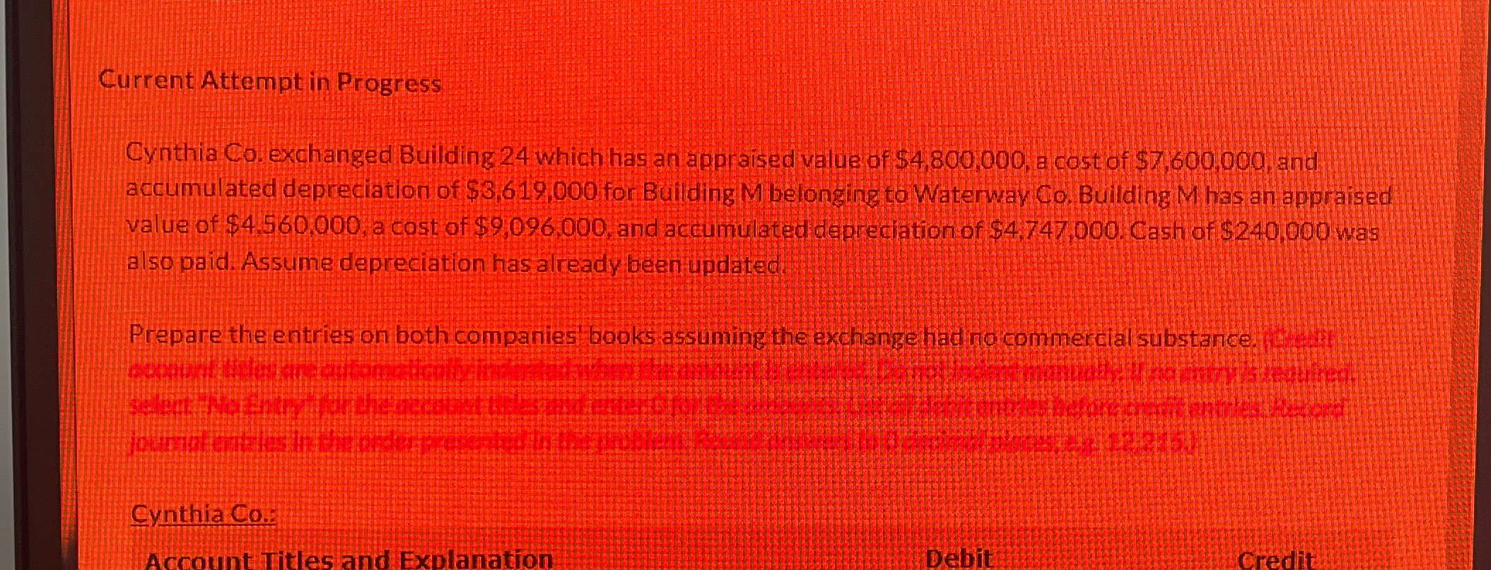 an appraised value of $4,800,000, a cost of $7,600,000, and accumulated depreciation