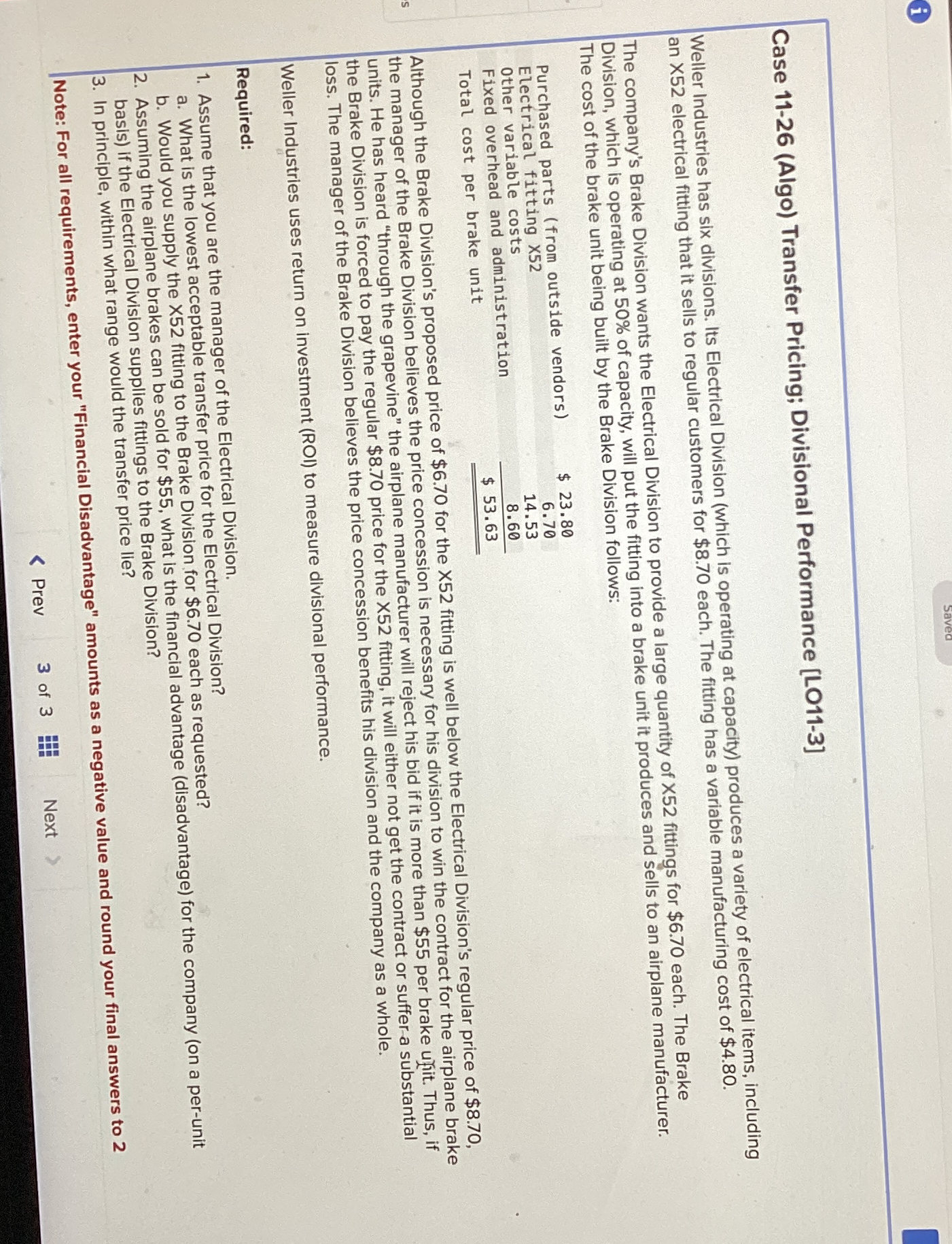 six divisions. Its Electrical Division (which is operating at capacity) produces a