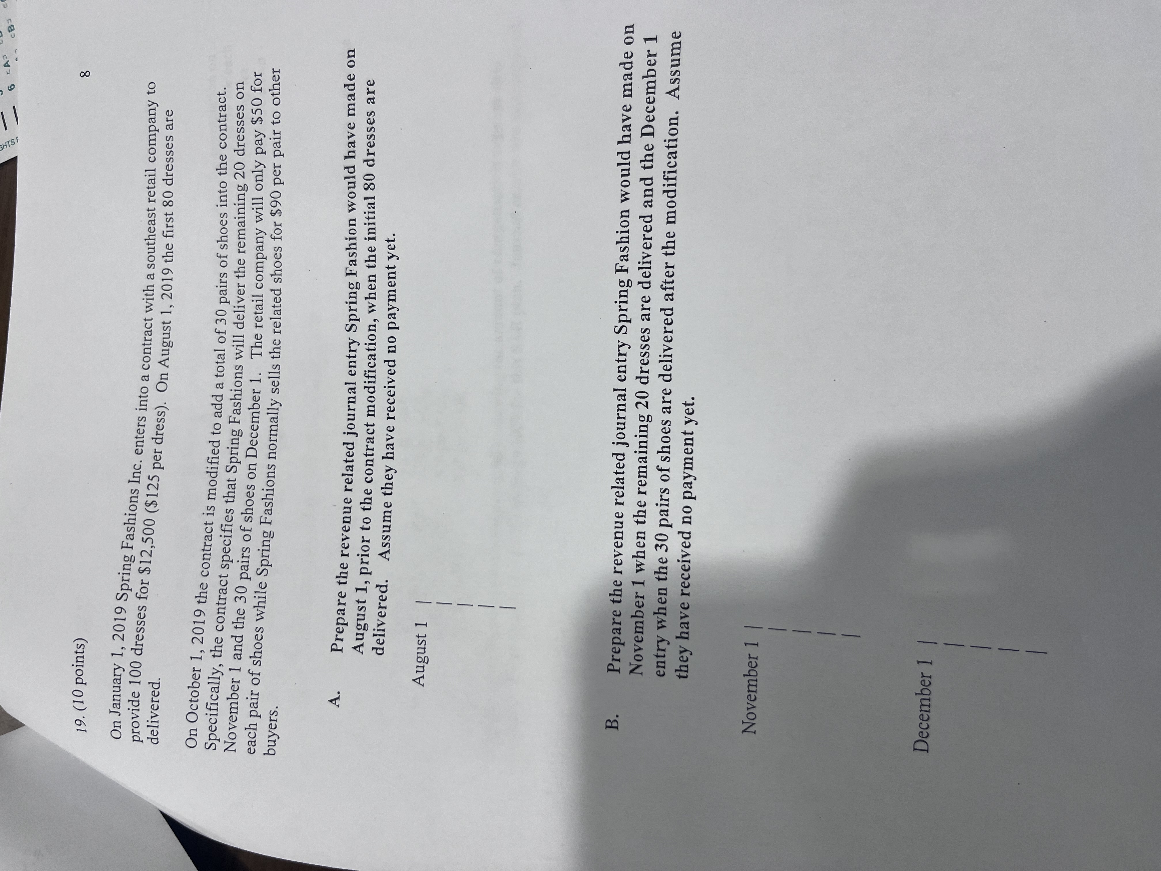 a contract with a southeast retail company to provide 100 dresses for