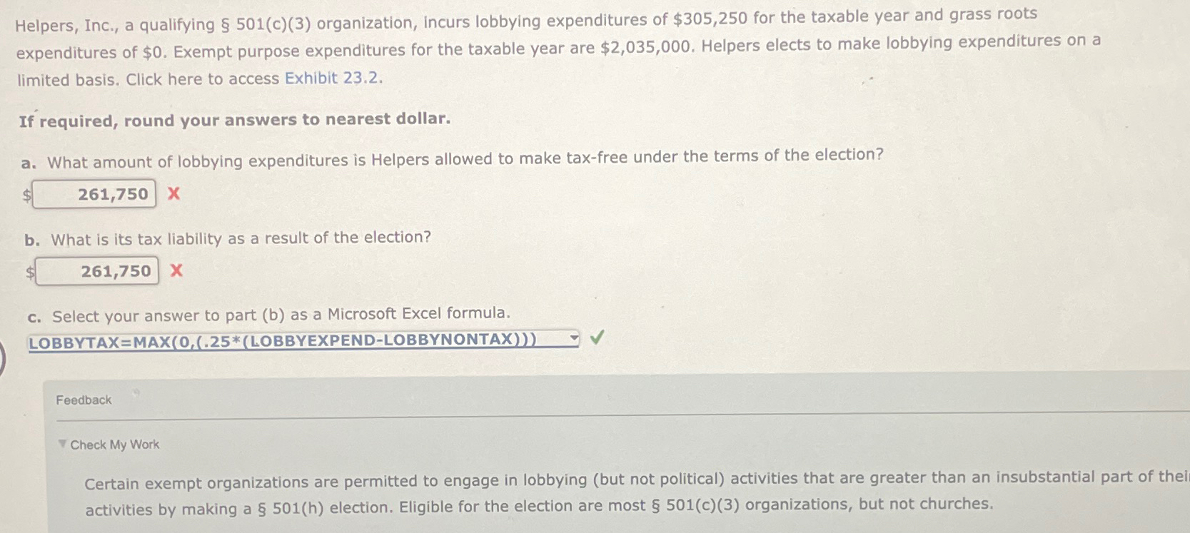 for the taxable year and grass roots expenditures of $0. Exempt purpose