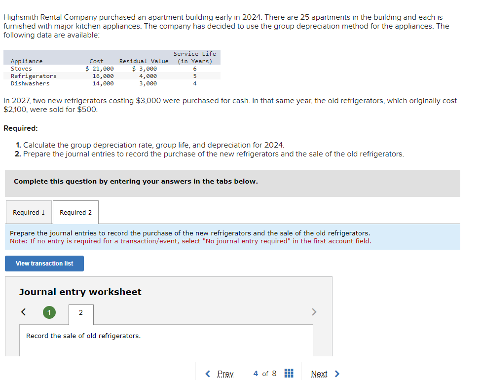 Highsmith Rental Company purchased an apartment building early in 2024. There are