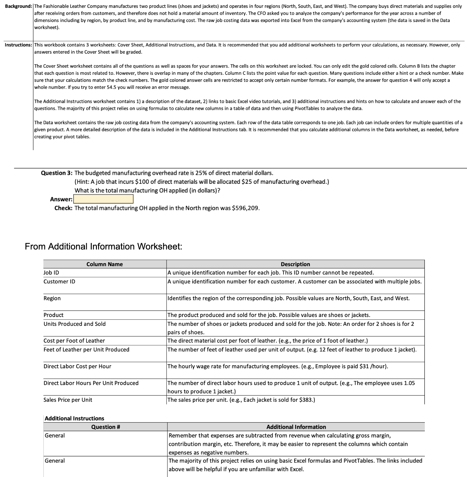 Excel or the data, please guide me through the steps and calculations