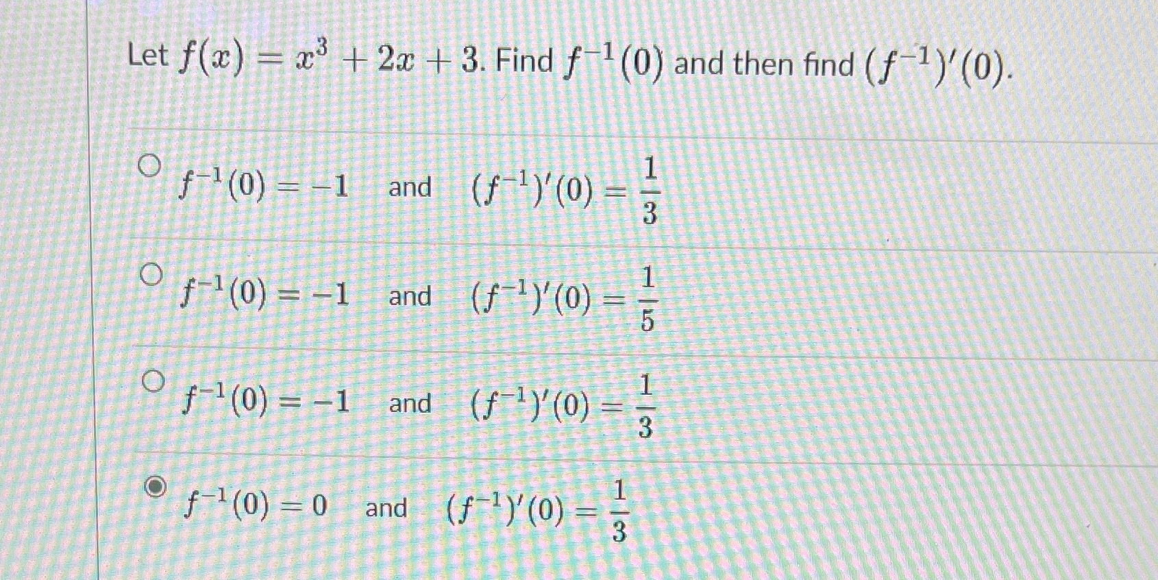 Let f(ac) - 23 + 2x + 3. Find f (0)