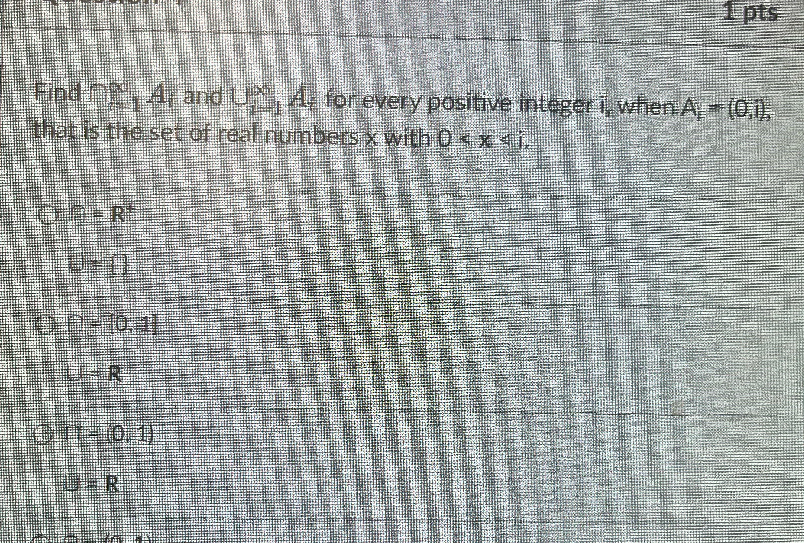 integer i, when A = (0,1), that is the set of real