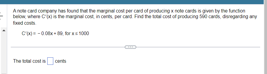  , A note card company has found that the marginal cost