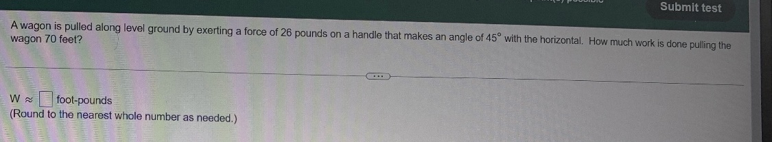 a force of 26 pounds on a handle that makes an angle