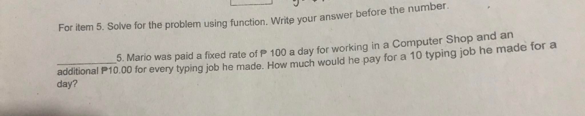  ANSWER THE PROBLEM WITH COMPLETE SOLUTION. For item 5. Solve for
