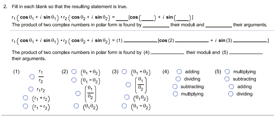 true. To convert a complex number from rectangular form, z = a