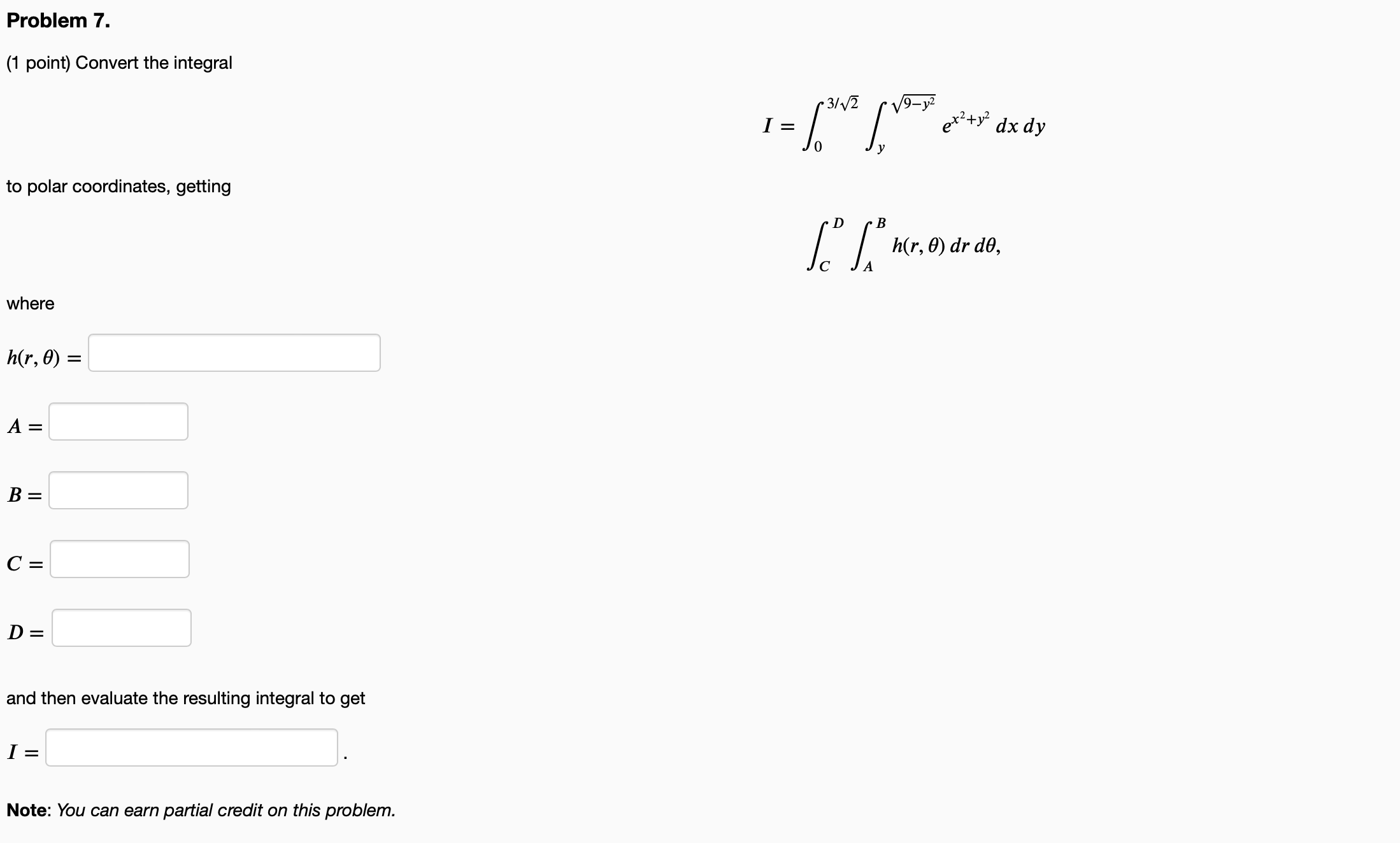 =/ f ex \"2 dx dy 0 y to polar coordinates, getting