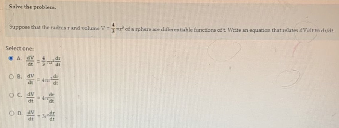  Please solve this question Solve the problem. Suppose that the radius