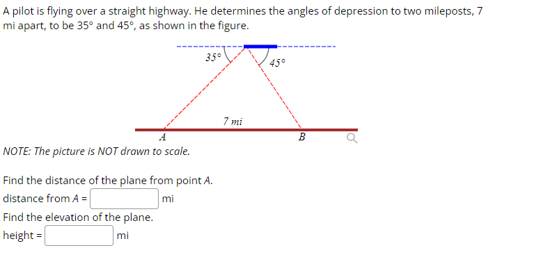  A pilot is flying over a straight highway. He determines the