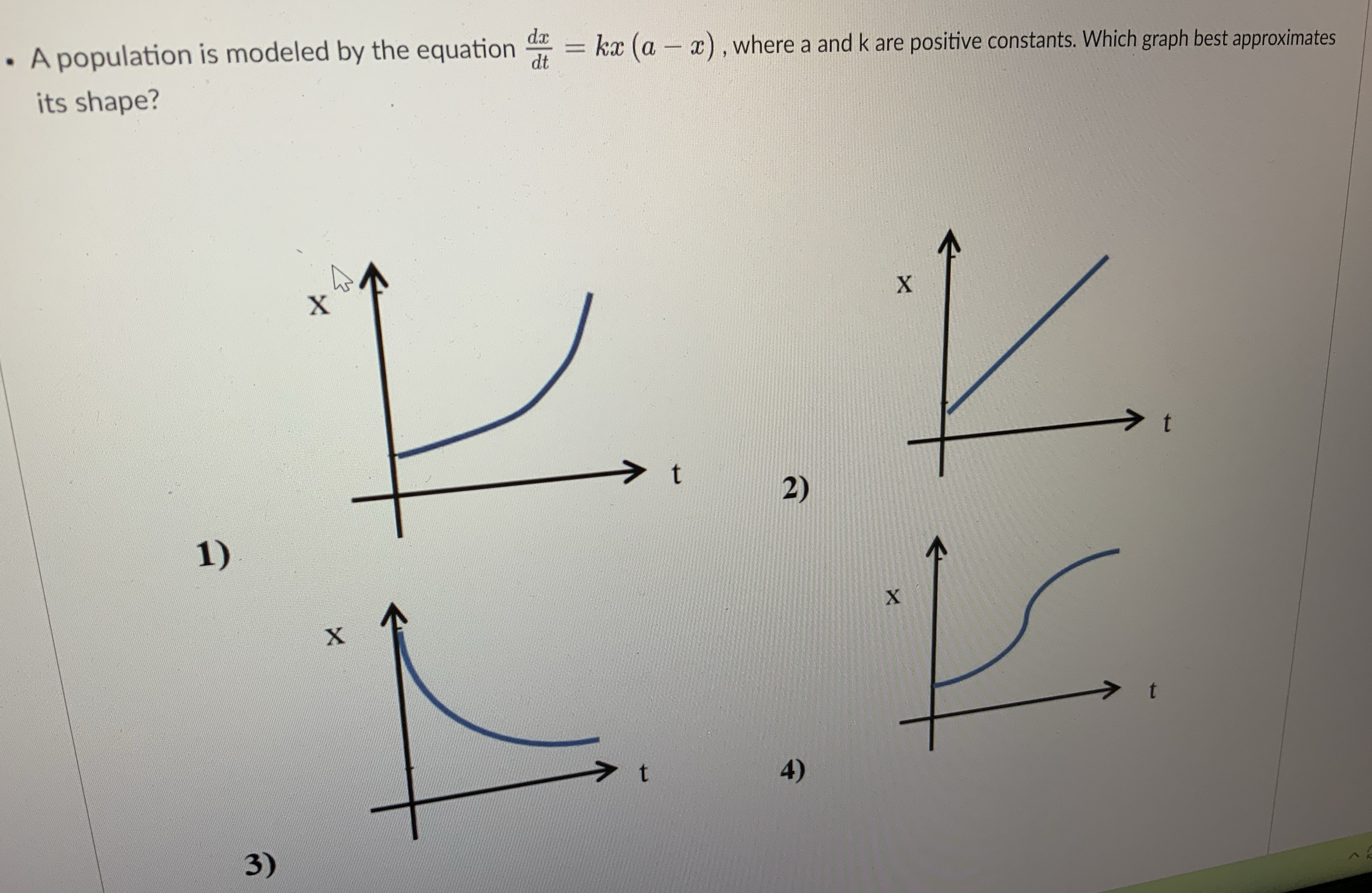 (a - x) , where a and k are positive constants. Which