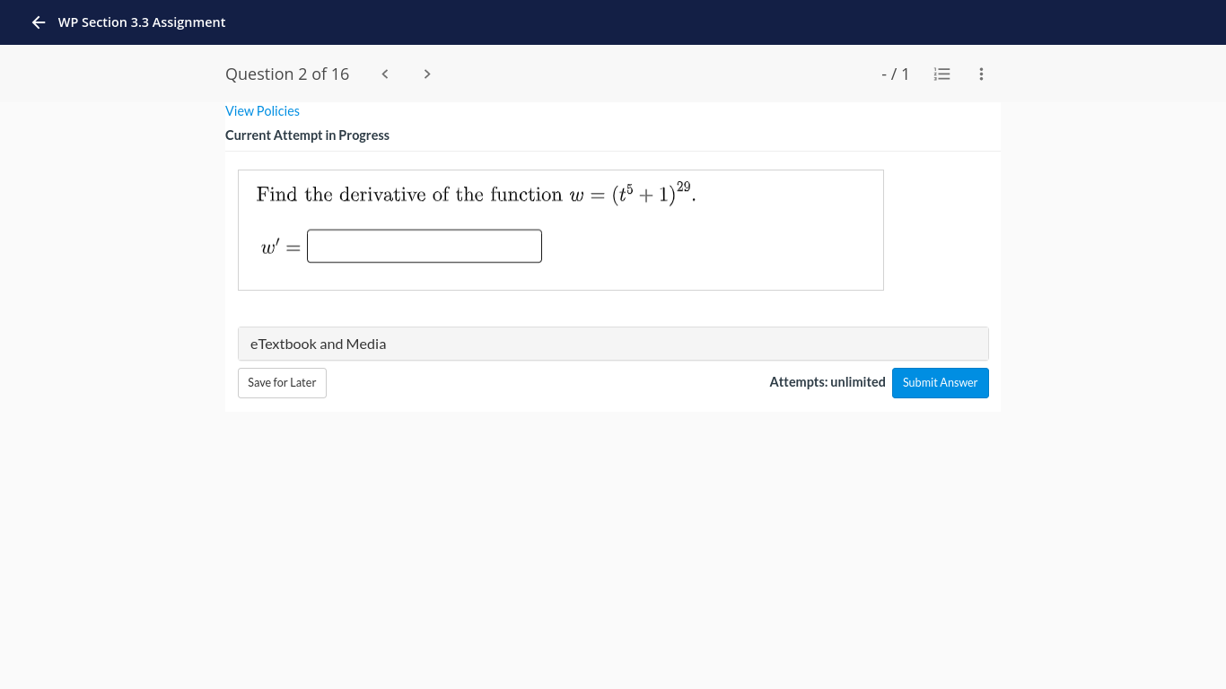 111032 + 2) W: F WP Section 3.3 Assignment Question 7 of
