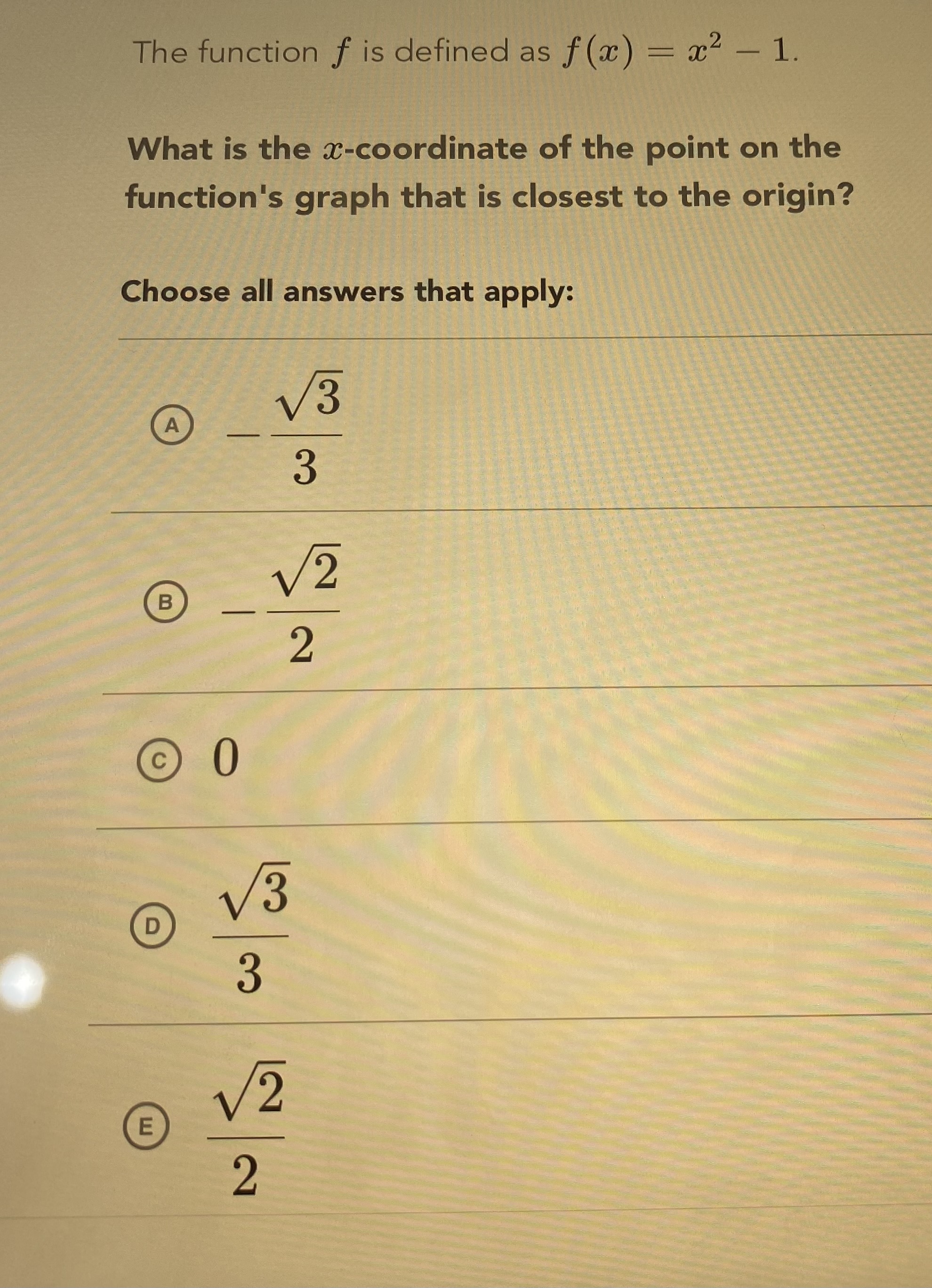 The function f is defined as f (ac) = ac2 -