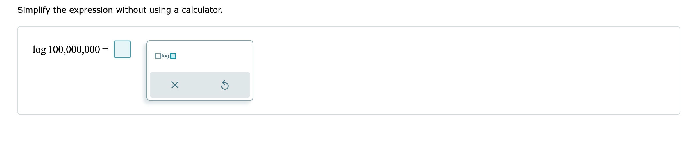 equation in logarithmic form is XWrite the equation in logarithmic form. 10'
