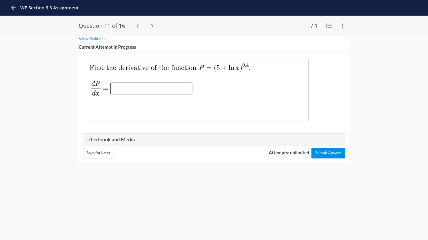 dy da eTextbook and Media Save for Later Attempts: unlimited Submit AnswerF