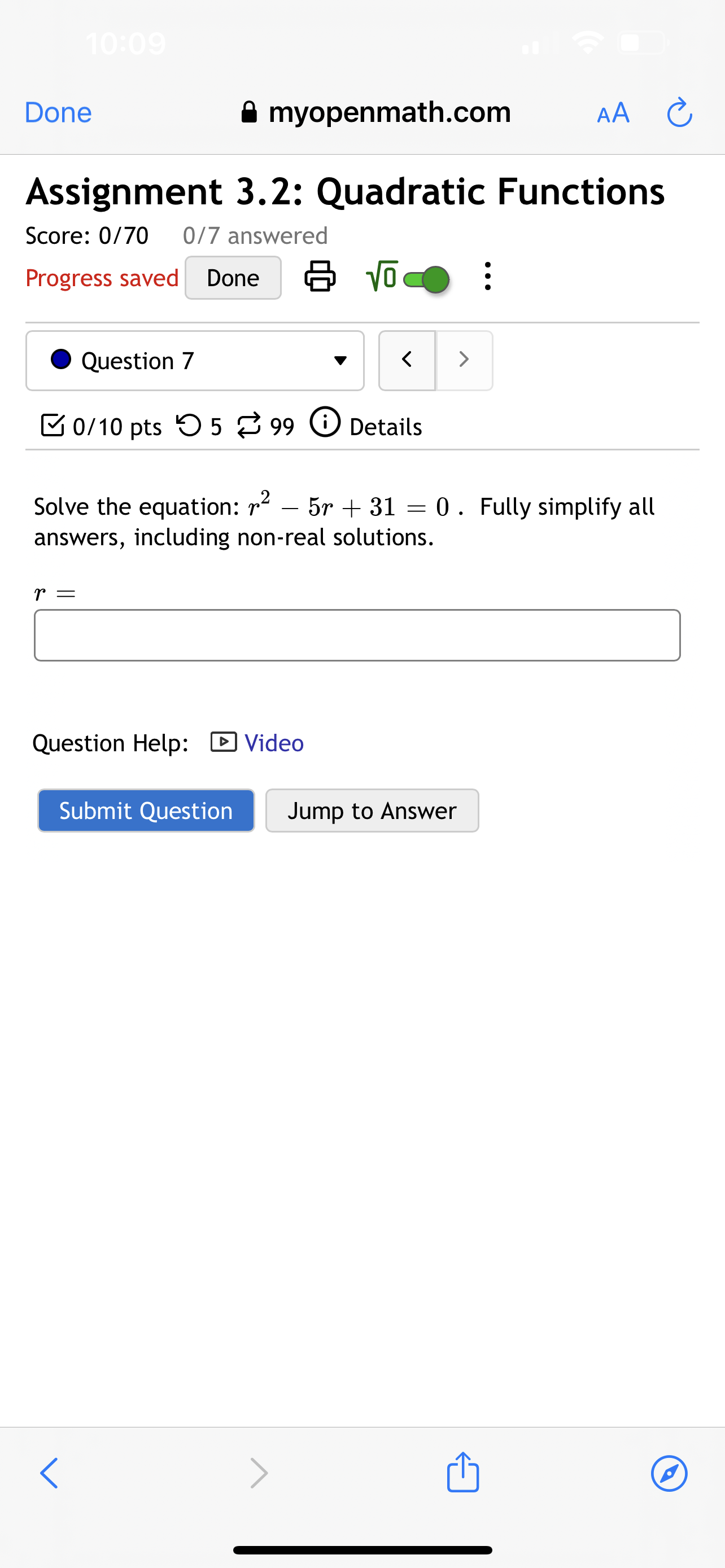 0 Question 1 v B 0/10 pts '0 5 8 99 6)