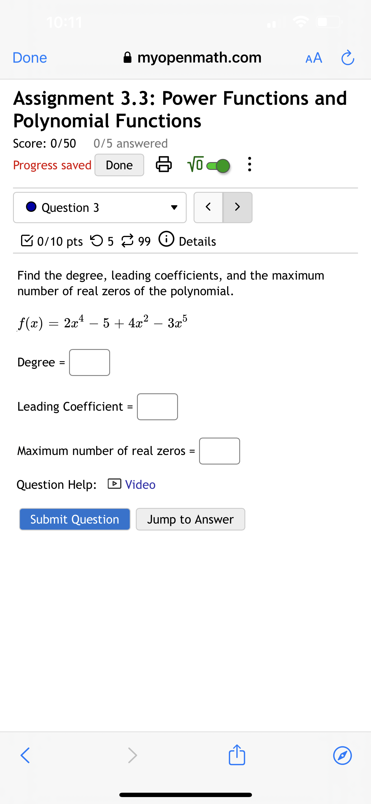 Done Vo O . . . Question 7 B 0/10 pts '0