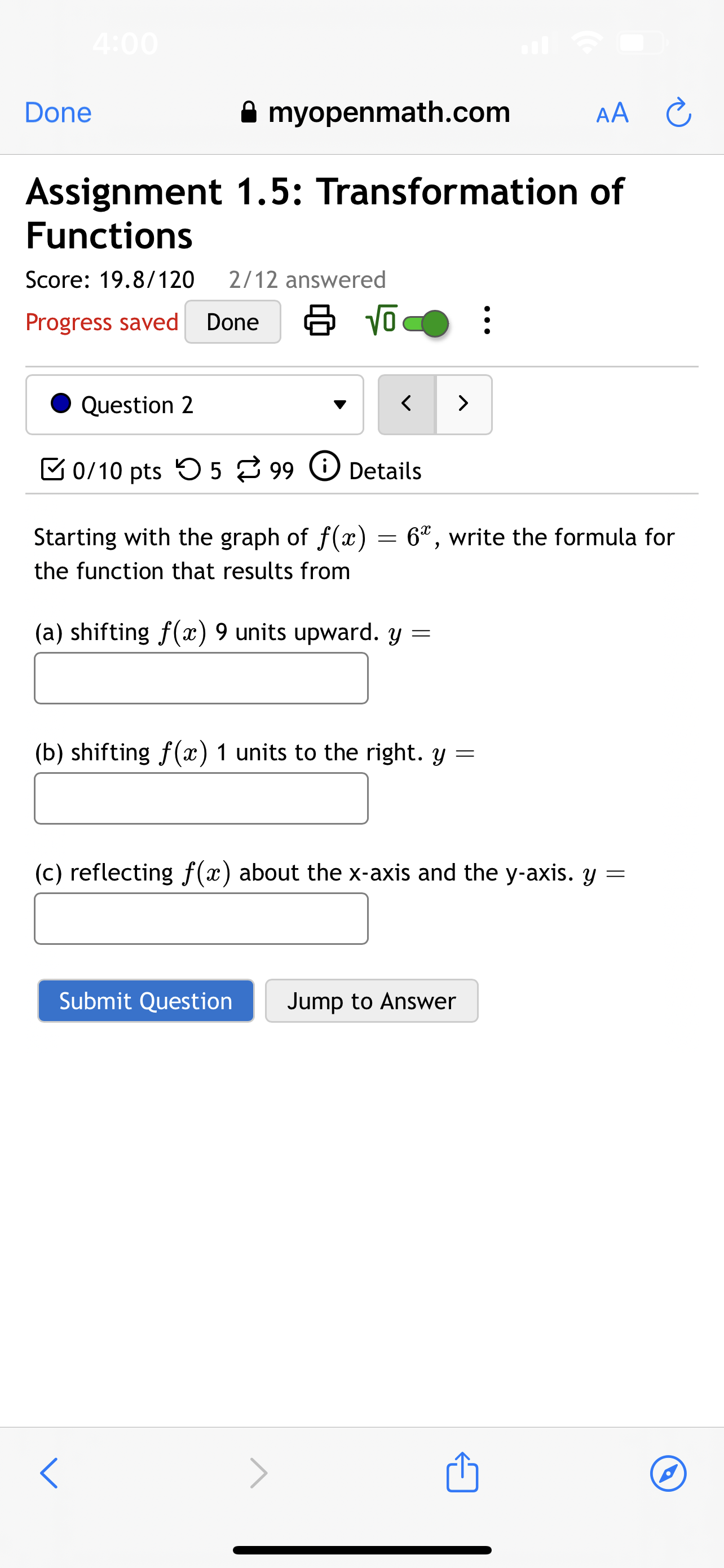0 Details Describe the end behavior (long run behavior) of f(ac) =